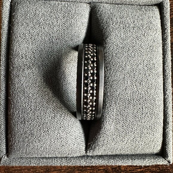 David Yurman Streamline Two Row Band Ring w/ Black Diamonds - Size 10 - Picture 7 of 16